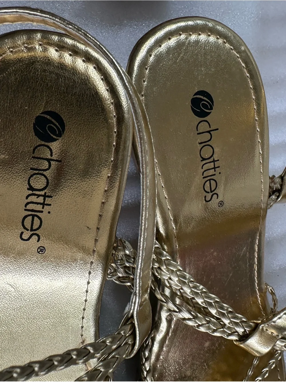 chatties Gold Braided Strap Wedge Sandals